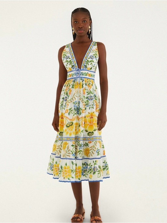 FARM Rio Dresses & Skirts - NWT FARM Rio Emily Tapestry Deep V-neck Floral Print Midi Dress SZ SMALL RV $260